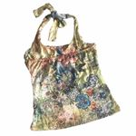 new Boho Chic ❤︎ Floral Watercolor Print Draped Halter Top ❤︎ Pin Up ❤︎ Large Blue Photo 9