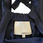 3.1 Phillip Lim Navy Blue Silk Black Floral Lace Trim Shift Mini Dress Photo 2