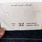 Loft Dark Wash Classic High Waisted Stretch Classic Ankle Skinny Jeans Size 32 Photo 7