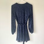 Bardot  Bellissa Sequin Mini Wrap Dress Navy Blue Long Sleeve Formal Cocktail Photo 11