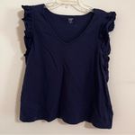 Crown & Ivy  Navy Ruffle Sleeve Top Women’s Size XL Photo 0