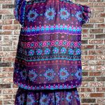 Ali & Kris sheer blue & purple floral, ruffled top / S / Excellent condit… Photo 9