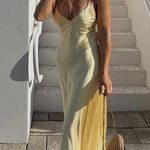ZARA  maxi dress flowy butter yellow satin effect wedding evening party Photo 4