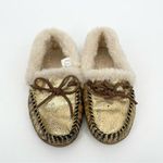 J.Crew Lodge Shoes Size 7 Gold Crackled Metallic Slipper Photo 1