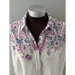 Joules Linen Shirt 8 White Floral Jeanne Print Lightweight Beach Lagenlook Photo 1