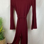 Missguided Maroon Red Oxblood Long Sleeve Crop Tie Jumpsuit NEW 8 Photo 3