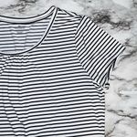 Worthington Short Sleeve Shirt Striped Black White Women XL Workwear Business Photo 2