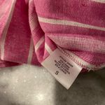 NWT Coastal Comfort Size S Pink Stripe Linen Blend Split Neck Short Sleeve Top White Photo 13