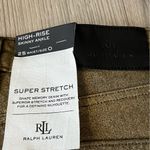 NWT Lauren Ralph Lauren Coated Metallic Skinny Ankle Stretch Jeans | Gold | 25/0 Photo 3