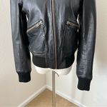 EUC Doma Women's Black‎ Leather Jacket Bomber Elastic Waist, Large Black Photo 1
