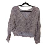 Wishlist Apparel Size M/L Medium Large Animal Print Purple Long Sleeve Blouse Photo 1