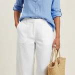 Orvis Classic Collection Womens XL Blue Linen Rayon Button Down Roll-Tab Shirt Photo 0