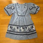 Madewell  Chambray Cotton Floral Embroidered Coastal Cowgirl Pocket Mini Dress 6 Photo 1