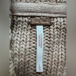 Free People Balloon-Arm Nude Sweater Women Sz Large Heavyweight chunky rib knit Photo 3