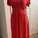 LL Bean Coral Midi Dress Size Medium – Casual & Comfortable Orange Photo 0