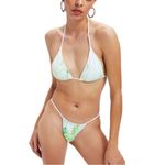 Good American  Green White‎ Tie-Dye String Triangle Bikini Set Size 2 Medium New Photo 2