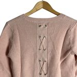 CAbi 3357 Blush Pink Ribbed Knit Lace Up Button Front Cardigan Sweater Size S Photo 9