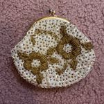 Vintage Gold Sequin & Beaded Change Coin Purse Bag Minor Verdigris Photo 1