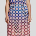 Vince Camuto Valencia Ombre Dress Womens Size 1X Elastic Waist Summer Coastal Photo 0