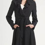 Elie Tahari Sz M Medium  Black Trench coat With‎ Rhinestone Button Detail Photo 0