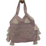 Fantasia Accessories Purple Pink Striped Tassel Shoulder Tote Bag OS Photo 0