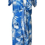 Favant Hawaii Pant Set Wrap Top Wide Leg Pants Blue Tropical Women’s Size Large Photo 0