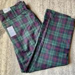 Croft & Barrow New! Straight Mid Rise Pants 18 Short Plaid Green Red Stretch Photo 1
