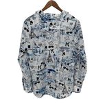 Karl Lagerfeld  PARIS Printed Long‎ Roll-Tab Sleeve Collared Button Up Top Small Photo 4