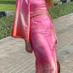 ZARA 2 piece matching set — pink Tie-Dye satin skirt & one shoulder blouse Photo 3