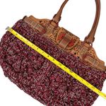 Salvatore Ferragamo Laser-Cut Leather and Crochet Bag in Original Wine Photo 11