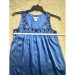 Kensie Royal Blue 100% Silk Top with Black Beading Detail - Size Small Photo 7