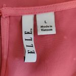 Elle  Pink Swiss Dot Sleeveless Blouse Size Large Pink Semi-Sheer Ruffle Top Photo 5