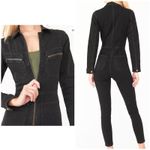 Free People  Black Denim Size M Utility Zip Front Long Sleeve Skinny Jumpsuit Photo 4