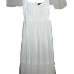 NWT Lulus Dreamy Celebration Sheer Tulle Bustier Swiss Dot Midi Dress S White Photo 1