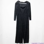 Eloquii NEW black Strong Shoulder Velvet Jumpsuit glitter , 16 Photo 3