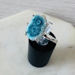 Sterling Silver Mediterranean Green Quartz Stalacitite Slice Ring Blue Photo 1