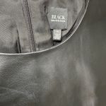 Saks 5th Avenue Black Saks Fifth Avenue Womens Dress Vegan Leather Black White Beige Tweed Sz 10 Photo 2