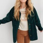 Aerie Ribbed Corduroy Jacket Long Sleeve Button Front Green Women's Size Medium Photo 1