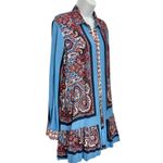 Farm Rio Blue Red White Paisley Collared Button Up Shirt Ruffle Mini Dress sz L Photo 9