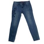 Elle Women's Retro Blue Floral Embroidery Classic Medium Wash Jeans Size 8 Photo 7