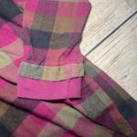 Blair  Plaid Flannel‎ Tunic Top Embroidered Pink Brown Green Womens S Fall Blouse Photo 3