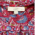 Loft  Petites Bright Coral Pink Blue floral Georgette Bohemian‎ Blouse - SP EUC Photo 5