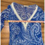 Weston Wear Sheer Blue‎ Paisley Bead Trim Deep V Photo 6