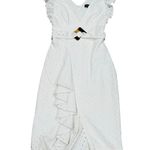 PATBO romantic ruffle sleeve Belted Eyelet Midi Dress In White sz 4 Photo 11