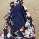 fab'rik  Navy Blue Pink Floral Halter Romper Photo 3