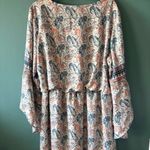 Est 1946 Women's 18/20 W Blue Peach V Neck Peasant Bell Sleeve Boho Drop Waist Pink Size 18W Photo 1