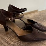 Michelle D Brown Leather Heels Shoes Ankle Strap Women’s Size 6 Business Photo 0
