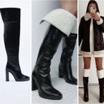 ZARA  Black Leather Knee High Boots with Shearling NWOT Size 40 / 9 Photo 1