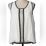BCX  womens size large off white and black tank dressy chain front georgette new Photo 12