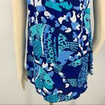 Escapada New  Living Aegean Blue Fish Print Drawstring Neck Casual Beach Top [xs] Photo 4